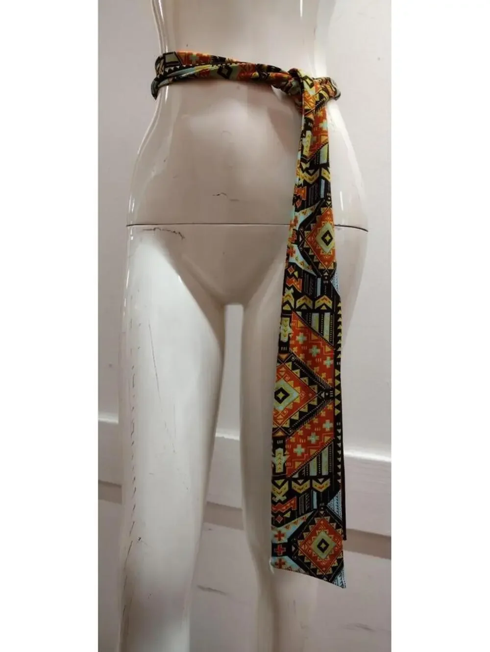 Geometric Diamonds Brown Retro Sash Cloth Belt Tribal Brown Hippie Bohemian NEW